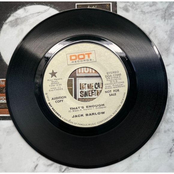 Jack Barlow That's Enough / How Much Love Will it Take 45 Country Promo 1973 Dot - Picture 5 of 6